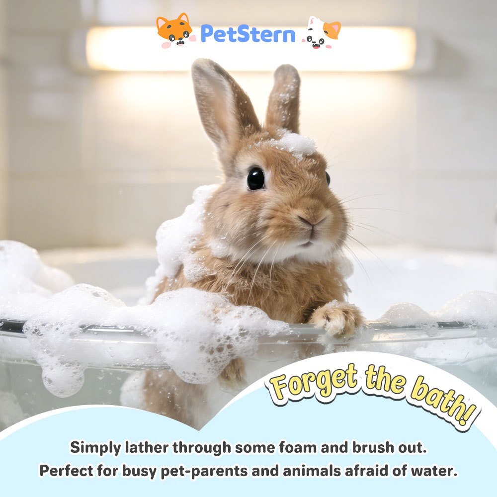 PetStern โฟมอาบน้ำแห้งสัตว์เลี้ยง กระต่าย แชมพูโฟมไร้น้ำ 2in1 ระงับกลิ่นกายและให้กลิ่นหอม 300ml ขนาดการเดินทาง รูปที่ 3