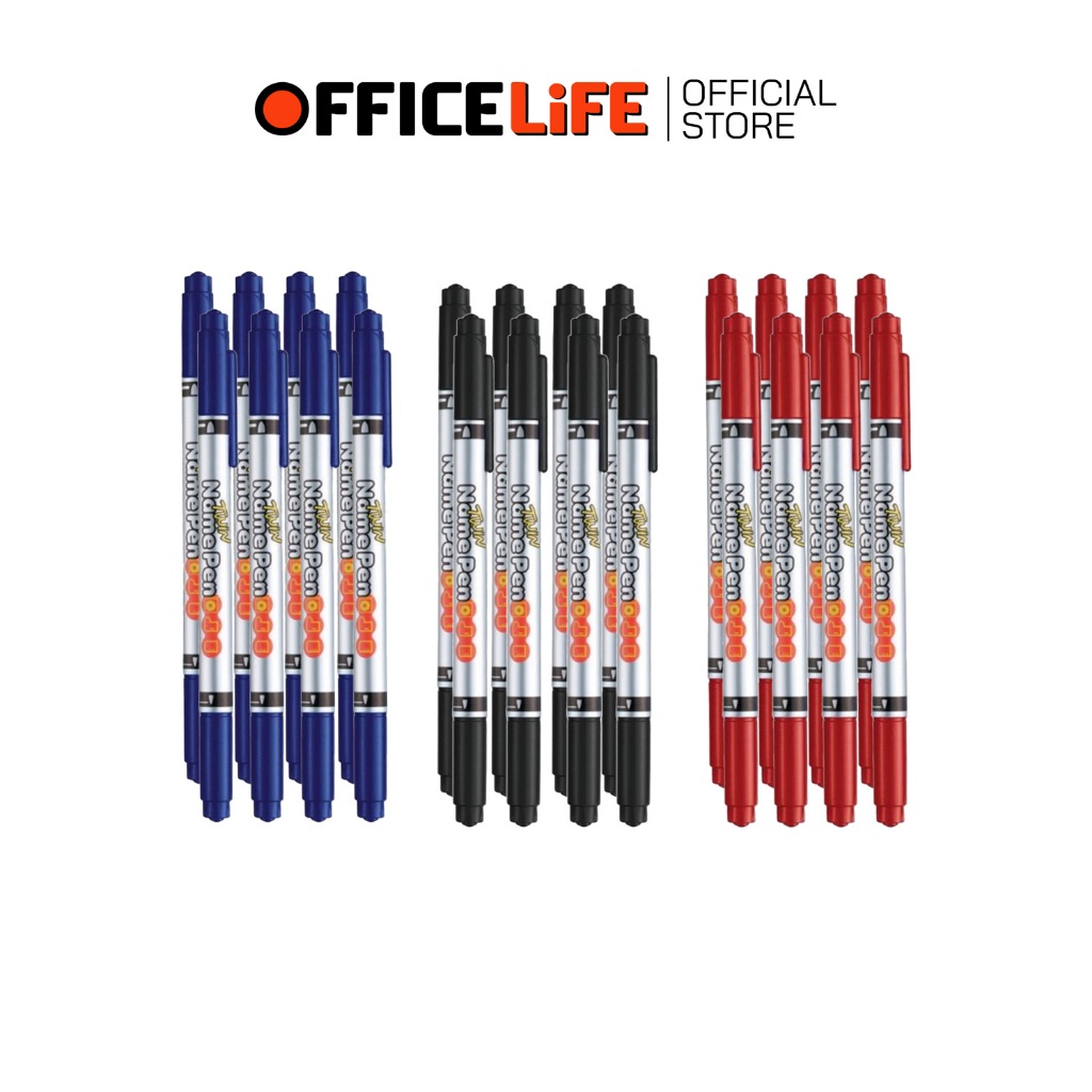 Monami (โมนามิ) ปากกามาร์คเกอร์ เขียนซีดี CD ซองไปรษณีย์ โลหะ แก้ว 2หัว twin name pen ( 12 ด้าม )