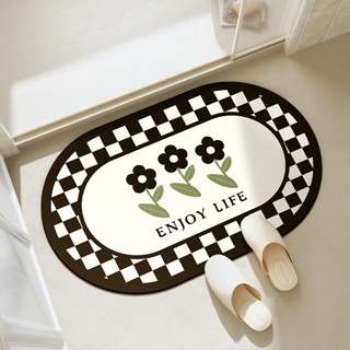 Sp 🛵🛵พรมเช็ดเท้าขนสั้นปูพื้นในห้องครัว ลาย3D เเบบเรียบ 40x60…