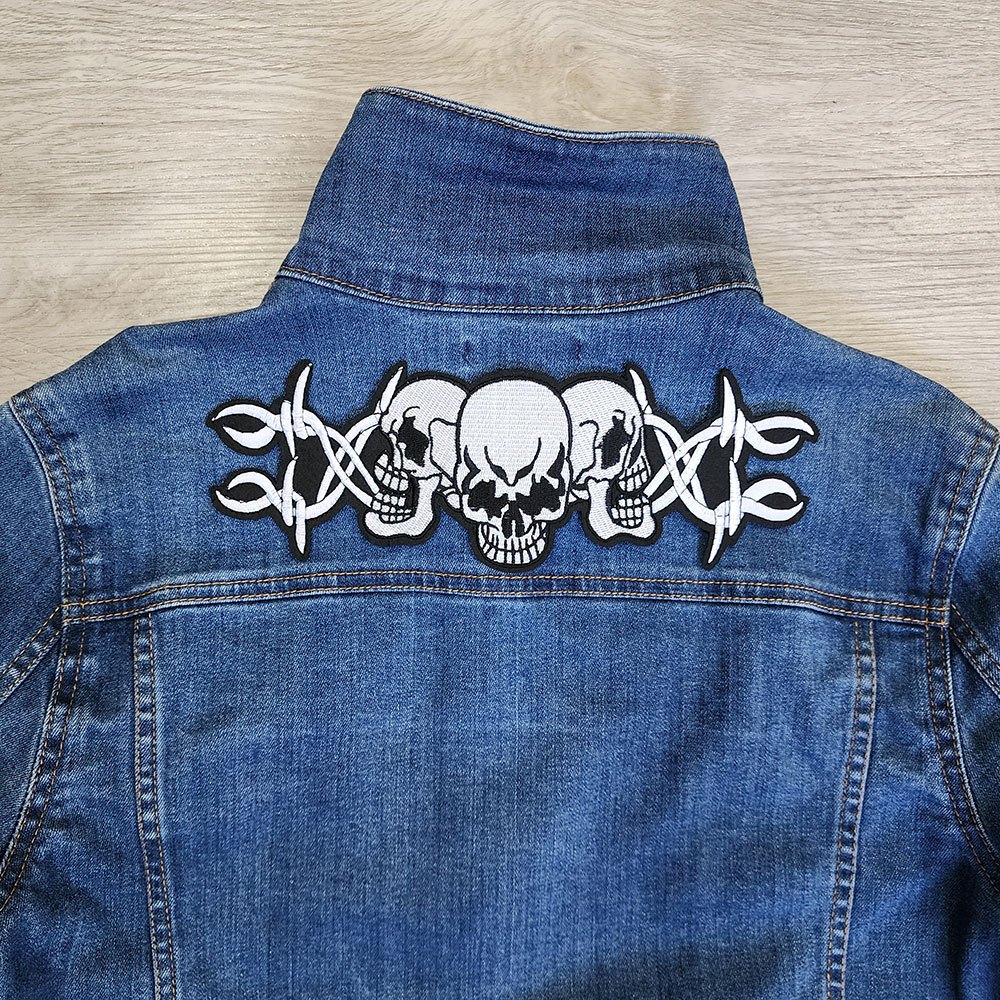 อาร์มปัก แผ่นรีดติดเสื้อ กระโหลก Skull Chopper MC Embroidered Iron on Jacket Vest Coat DIY