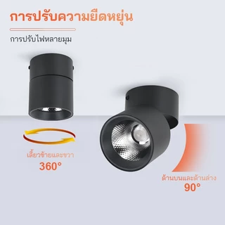 【จัดส่งวันนี้】โคมไฟเพดาน ดาวน์ไลท์ ติดลอย โคมไฟดาวน์ไลท์ พับได้ หมุนได้ 360 องศา LED Spot Light สปอตไลท์พับหมุนได้