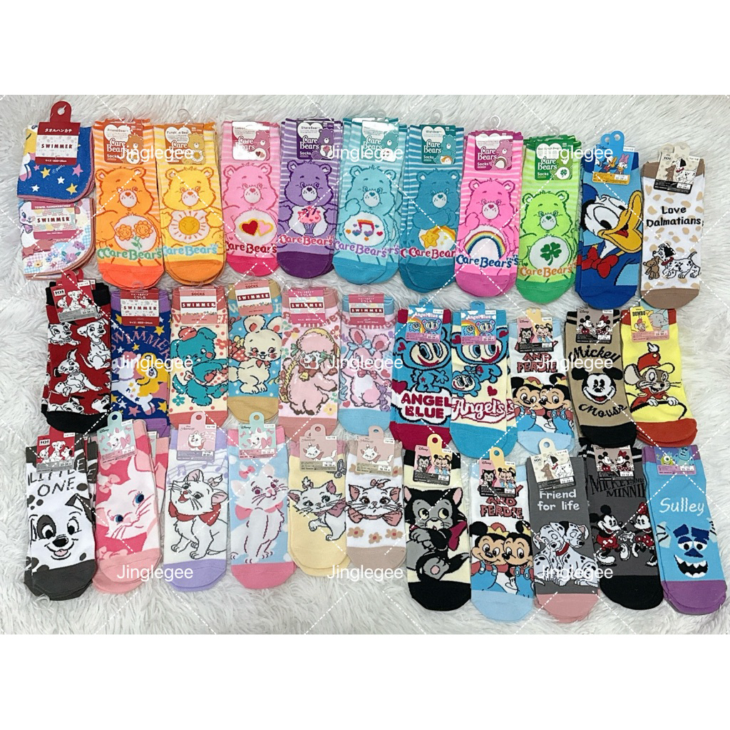 พร้อมส่งจากไทย ถุงเท้าCare bears ถุงเท้าDisney แมวมารี Marie Mickey Swimmer ถุงเท้าเด็ก ถุงเท้าเจ้าหญิงDisney ของแท้