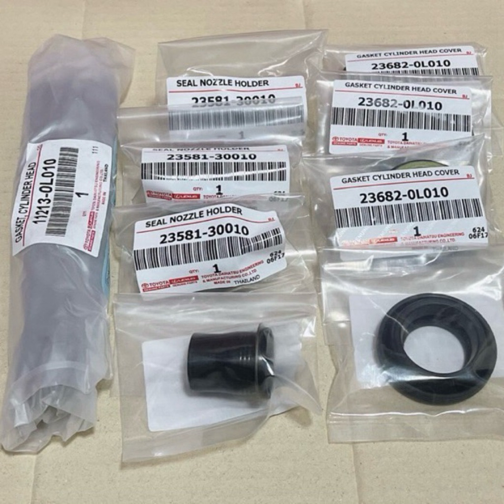 ชุดยางฝาวาว + ซีลเบ้าหัวฉีด + กันฝุ่นหัวฉีด 1KD,2KD VIGO ,Fortuner,TIGERD4D ,Commuter,D4D 2.5-3.0 ดีเซล ทั้งชุด 9 ชิ้น