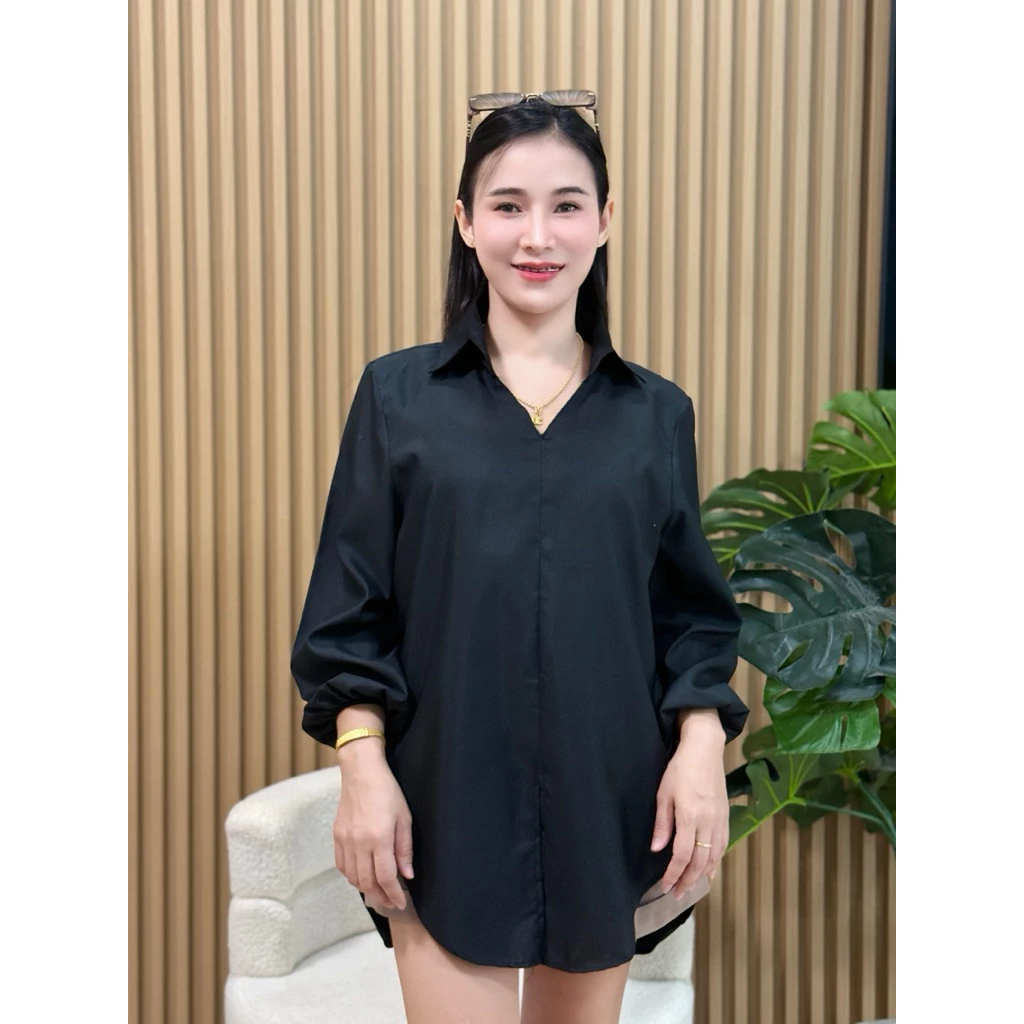 เสื้อคอปกแขนยาว ปลายแขนจั้ม