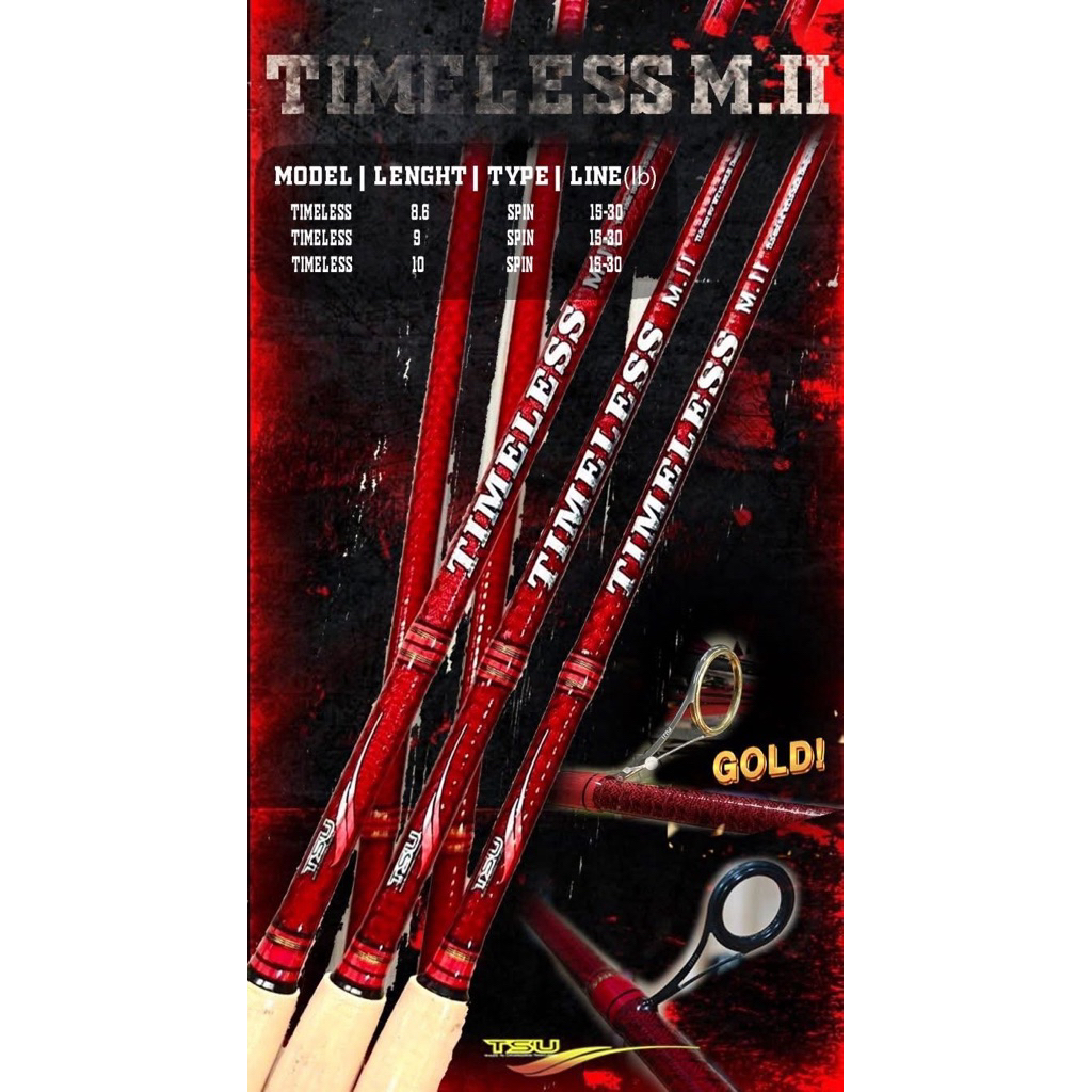 TSU Timeless M.2 สปิน 9 ฟุต 10 ฟุต (ไกด์ดำ ไกด์ทอง) เหมาะกับงานสวายแข่ง งานปลาดุกแข่ง งานหน้าดิน เป็นต้น