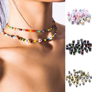 100ชิ้น ผสมภาษาอังกฤษ ลูกปัดดิจิตอล ลูกปัดตัวอักษร DIY Charms สร้อยข้อมือสร้อยคอเครื่องประดับ จัดส่งจากไทย