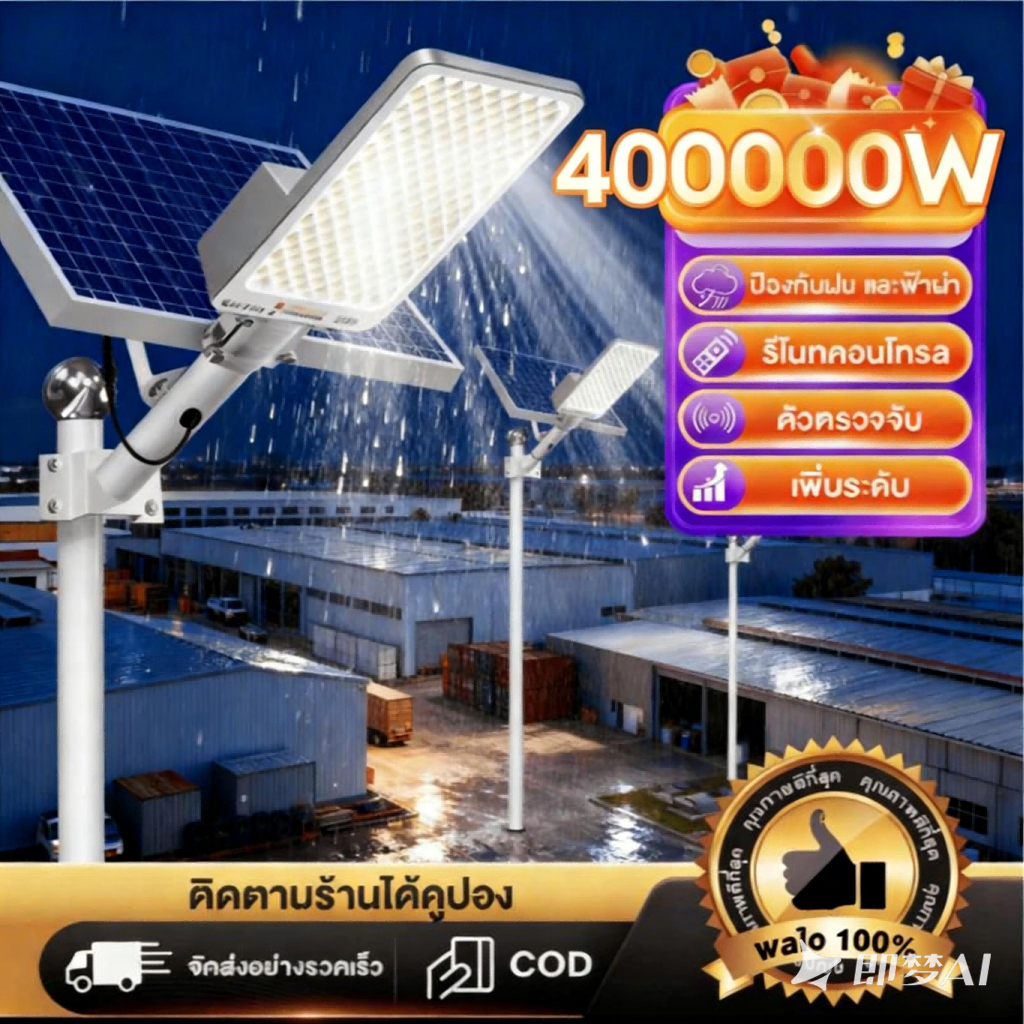 【ซื้อ 1 แถม 1】 ไฟถนนโซล่าเซลล์ ไฟถนนโซล่าเซลล์ ไฟเซ็นเซอร์ โคมไฟถนน กันน้ำ การควบคุมแสงอัจฉริยะ