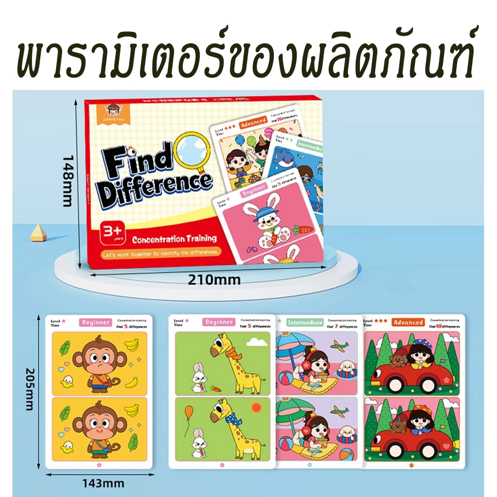 64 หน้าสนุกหาเกมการ์ดที่แตกต่างกัน, เกมการ์ดที่สามารถลบลายมือ, ความคิดของเด็กการฝึกอบรมการตรัสรู้บัตรของเล่น thumbnail 10