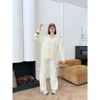 POP UP (Ari Cozy) ชุดเซ็ตไหมพรมนิตติ้ง Airport Look (Free Size S–XL)