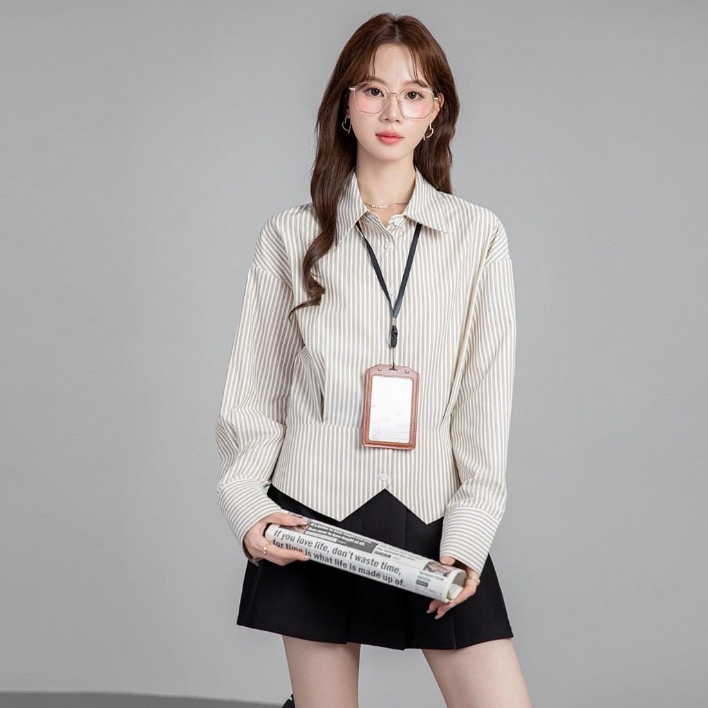Red Berryเสื้อเบลาส์แขนสามส่วนสำหรับผู้หญิงสำหรับใส่ไปทำงาน เสื้อตัวบนทรงเข้ารูปหรูหรา99260