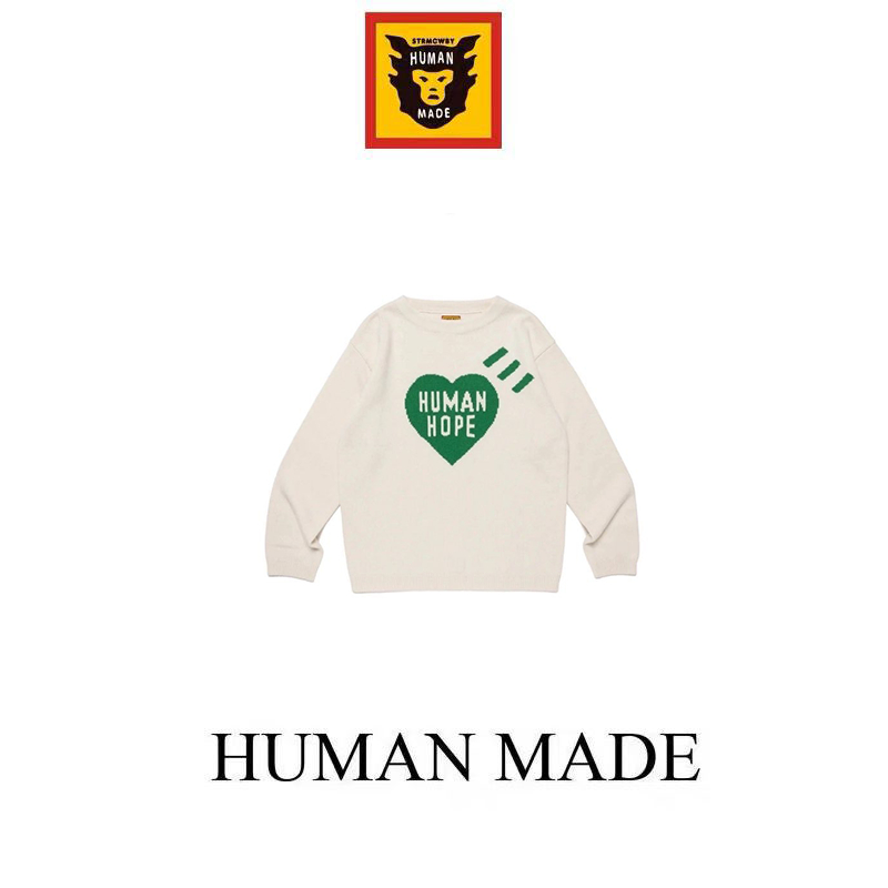 【Human Made】🇯🇵 เสื้อสเวตเตอร์ถัก HUMA LOW GAUGE KNIT SWEATER  ชอบเสื้อสเวตเตอร์ถักหลวมๆ