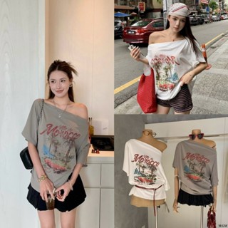 เสื้อคอกว้างปาดไหล่แขนสั้นรุ่น 8507 TAG WG.WE 🇰🇷