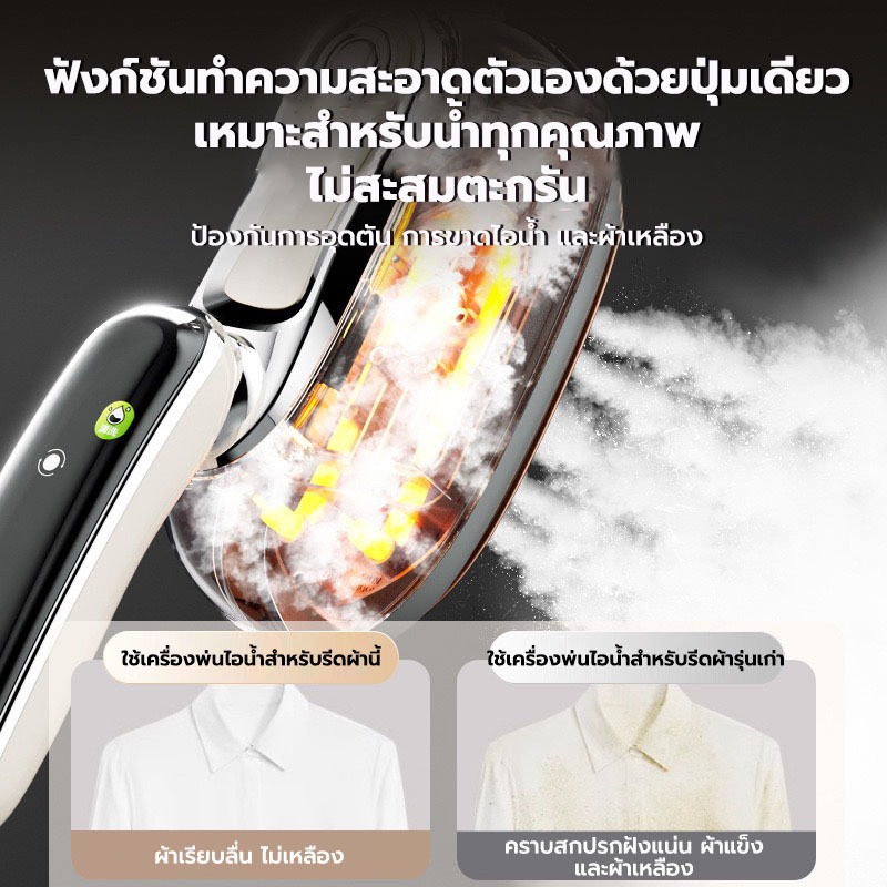 เครื่องรีดผ้าไอน้ำอัจฉริยะ 1300W เตารีดไอน้ำแบบพกพา ถังน้ำขนาด 160 มล. ใช้ได้ทั้งแบบแห้งและเปียก แถมของสมนาคุณฟรี - รูปที่ 2