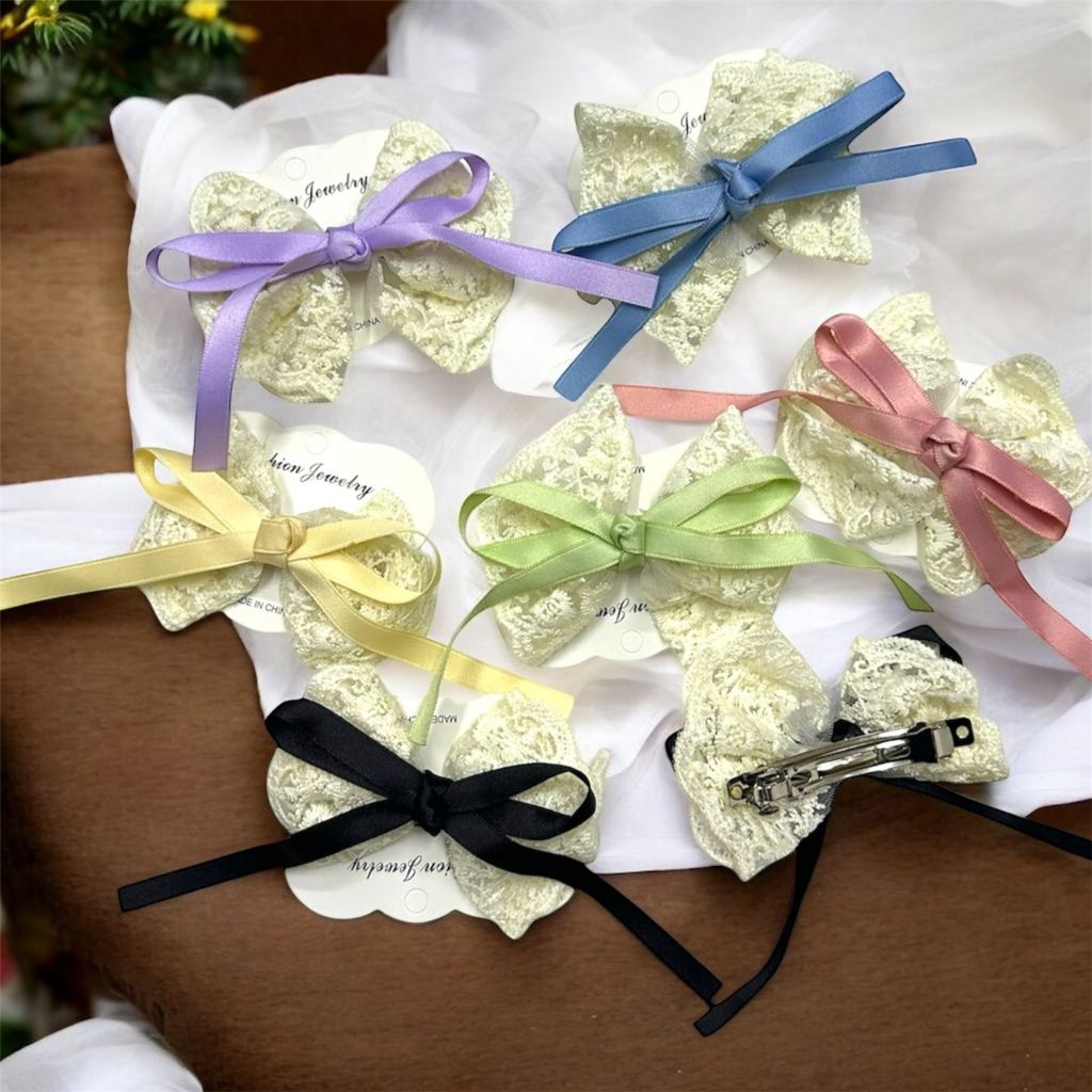 กิ๊บโบว์ติดผมน่ารักคละสีราคายกโหล 12 ชิ้น