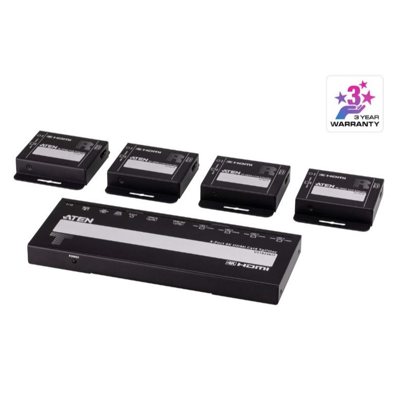 ATEN 40m 4-Port 4K HDMI Cat6 Splitter with 4 RX unit รุ่น VS1824KIT #รับประกัน 3 ปีเต็ม