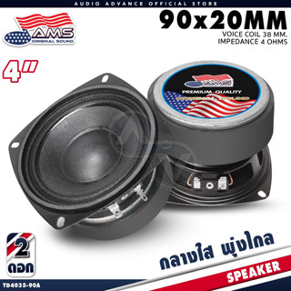 AMERICAN SOUND ลำโพงเสียงกลาง 4นิ้ว 4โอห์ม แม่เหล็ก 90x20mm.…