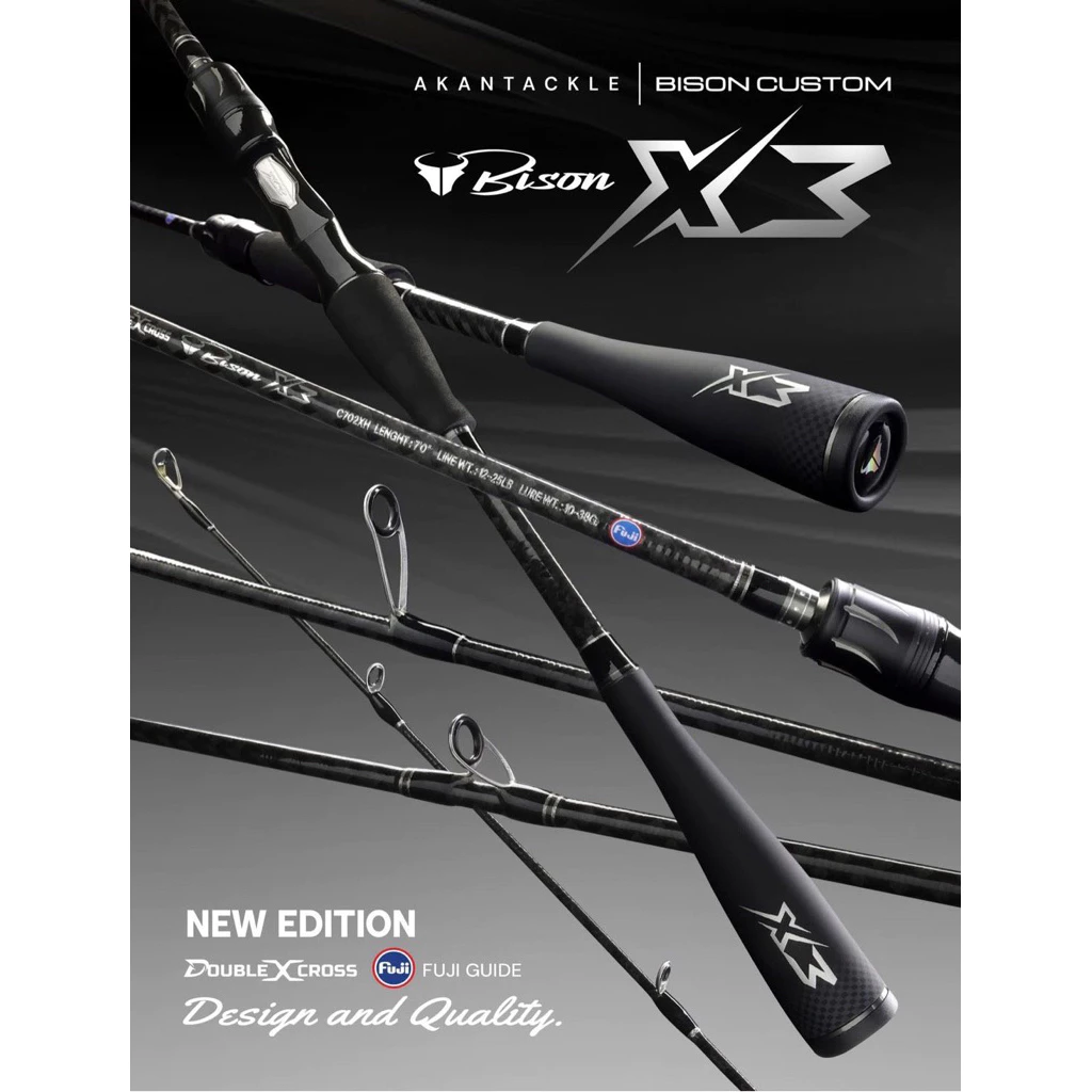 ใหม่ล่าสุด!! คันตีเหยื่อปลอม BISON X3 ไบสัน เอ็กซ์ 3 แบลงค์ Graphite มาพร้อมไกค์ FUJI แท้ น้ำหนักเบา แข็งแรงทนทาน