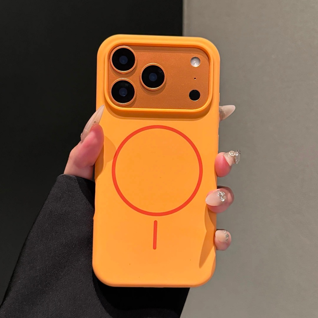 ใหม่ สีส้ม งานกำมะหยี่ เคสซิลิโคนชาร์จไร้สายวงแหวนแม่เหล็ก for iPhone11’12’13’14’15’16’17’PRO’MAX 16Promax 17PROMAX i17 ราคา ถูกที่สุด ดีลบีเคเค รูปภาพหลัก