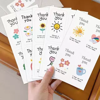 สติ๊กเกอร์ขอบคุณ ติดแก้ว ถุง ติดกล่อง สี่เหลี่ยมผืนผ้า 100ดวง sticker thankyou A33