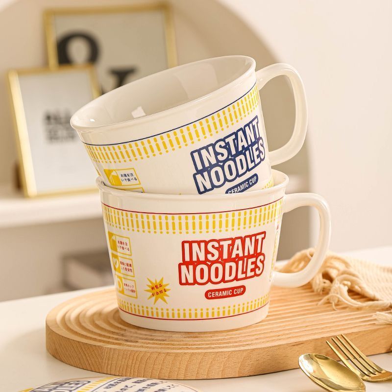 (สินค้าพร้อมส่งจากไทย)(ถูกที่สุด) ชามมาม่า ถ้วยมาม่าเซรามิค พร้อมฝาปิดเซรามิค cup noodles - รูปที่ 6
