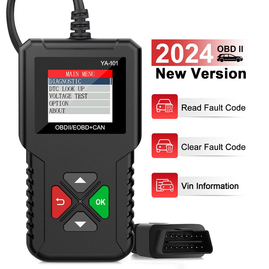 【จัดส่งจากประเทศไทย】 Car OBD2 Scanner YA101 for 12V Automotive Check Engine Error Code Reader Diagno