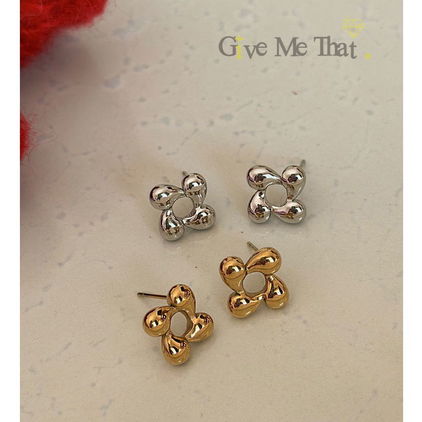 ต่างหูสแตนเลสแท้ สไตล์มินิมอล Minimal ตุ้มหูแป้น แบบน่ารัก รุ่น Airy Earrings Givemethat