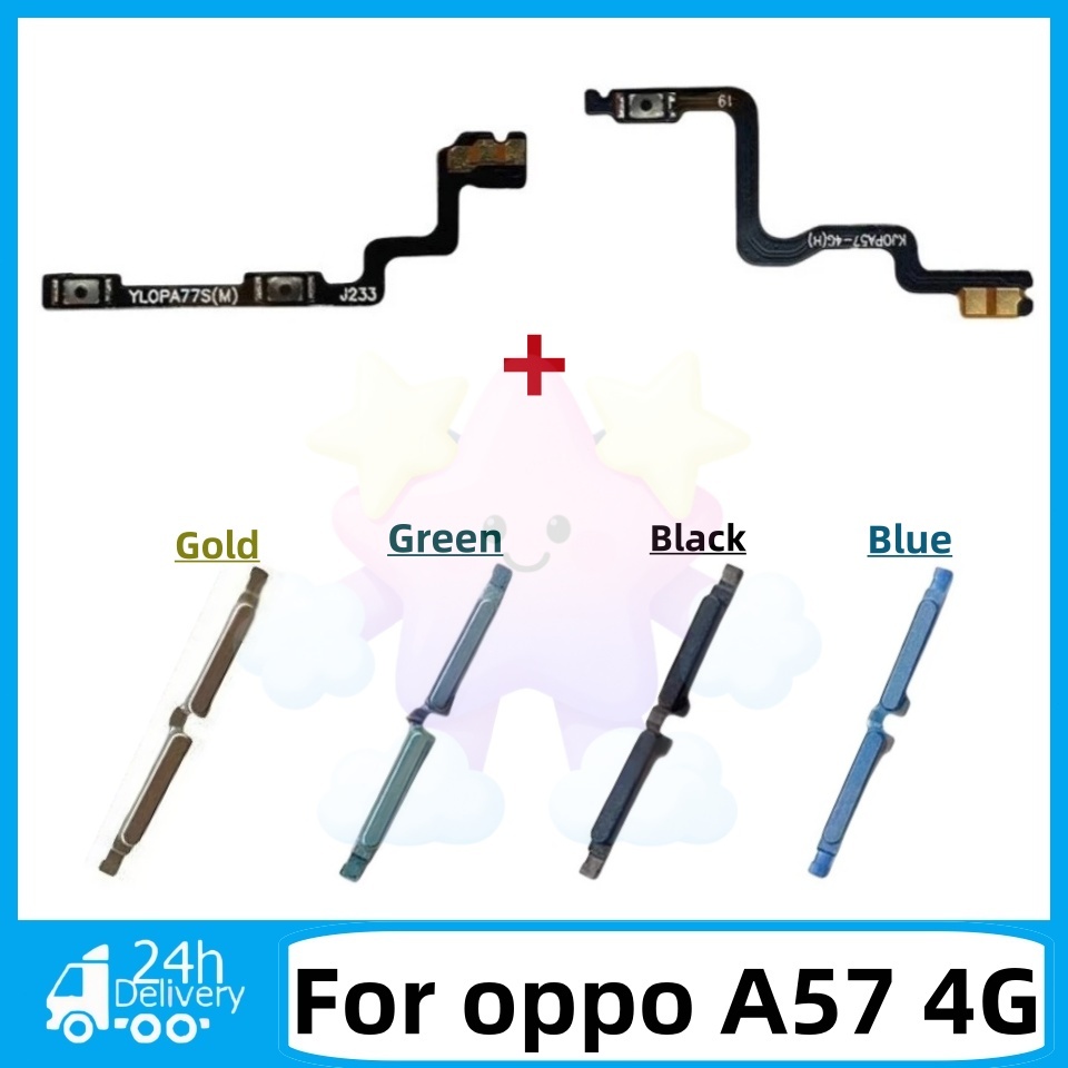 สําหรับ OPPO A57 4G ปุ่มด้านข้างปรับระดับเสียงปุ่ม Flex Cable Keys ปุ่มปิดระดับเสียงขึ้นลงด้านข้างอะไหล่ทดแทน