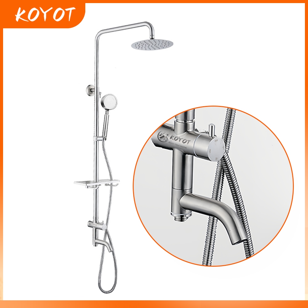 KOYOT ชุดฝักบัว 3 in 1 ทางเข้าน้ำด้านข้าง สแตนเลส 304 แท้ 100% ครบชุด ฝักบัวราดน้ำ ฝักบัวมือ และก๊อกน้ำล้น ฝักบัว อาบนํ้