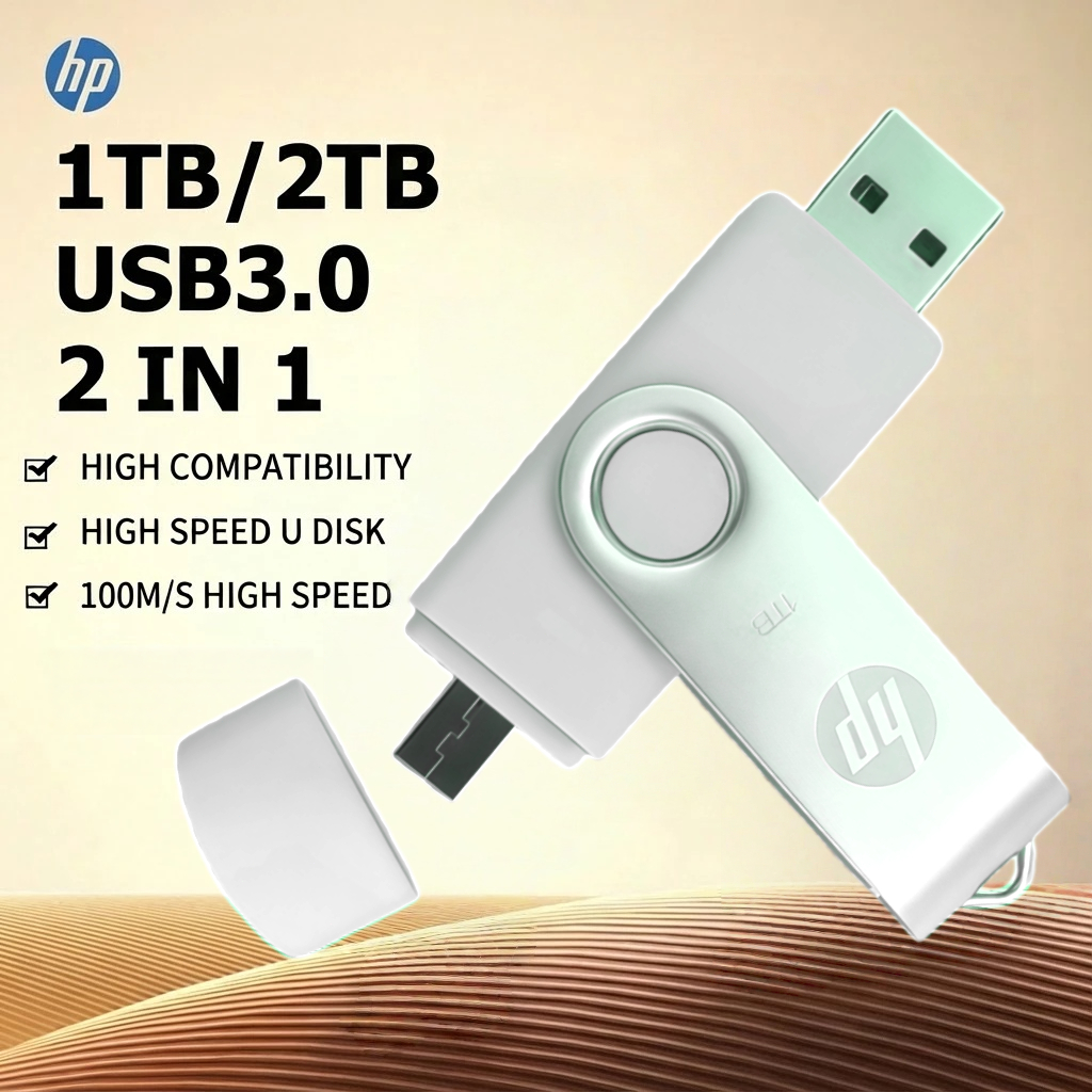 แฟลชไดรฟ์ HP typec 2 in 1 โทรศัพท์มือถือ U ดิสก์ Pendrive แฟลชหน่วยความจํา USB 3.0 หน่วยความจํารีเฟร