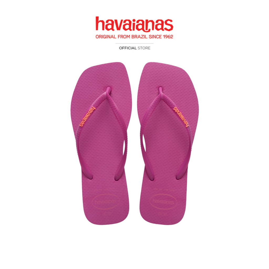 HAVAIANAS รองเท้าแตะ Slim Square Logo Pop Up Rose Gum Pink 41489594622NF_H5PIXX
