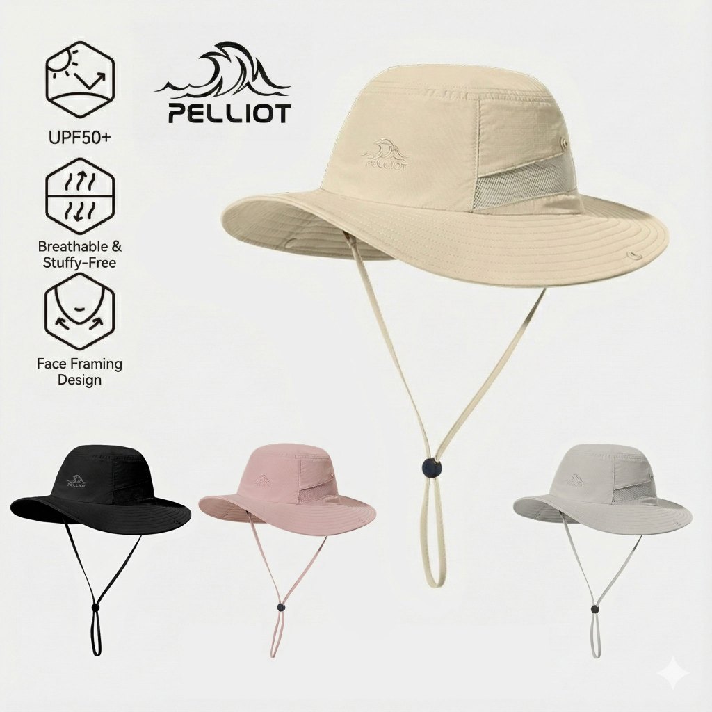 หมวกเดินป่า Pelliot ปีกกว้าง กันแดด UPF50+ สะท้อนน้ำ ระบายอากาศดีเยี่ยม ปรับทรงได้ 2 สไตล์