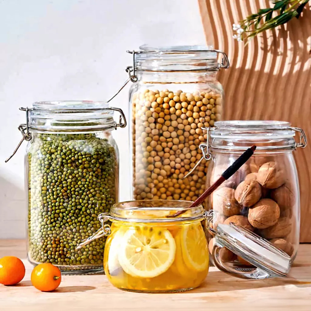 ขวดแก้วสแควร์ ขวดโหลแก้ว โหลแก้วมีฝาปิด ตัวเลือกหลายขนาด