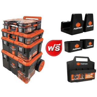 🧡กล่อง 5 ชิ้น🧡กล่องเครื่องมือ PUMPKIN Multi Stack พร้อมรถเข็น (20908)❤️แถมอุปกรณ์จัดเก็บ 3 ชิ้น❤️