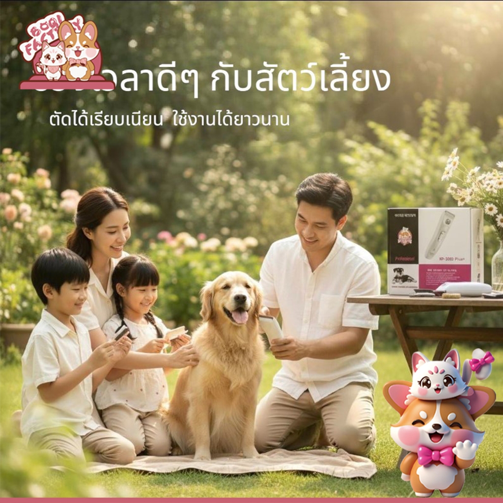 Boqi Factory KUKU codos ปัตเลียนตัดขนสุนัข ไร้สาย ใบมีดแสตนสผสมเชรามิค KP-3000 Plus+