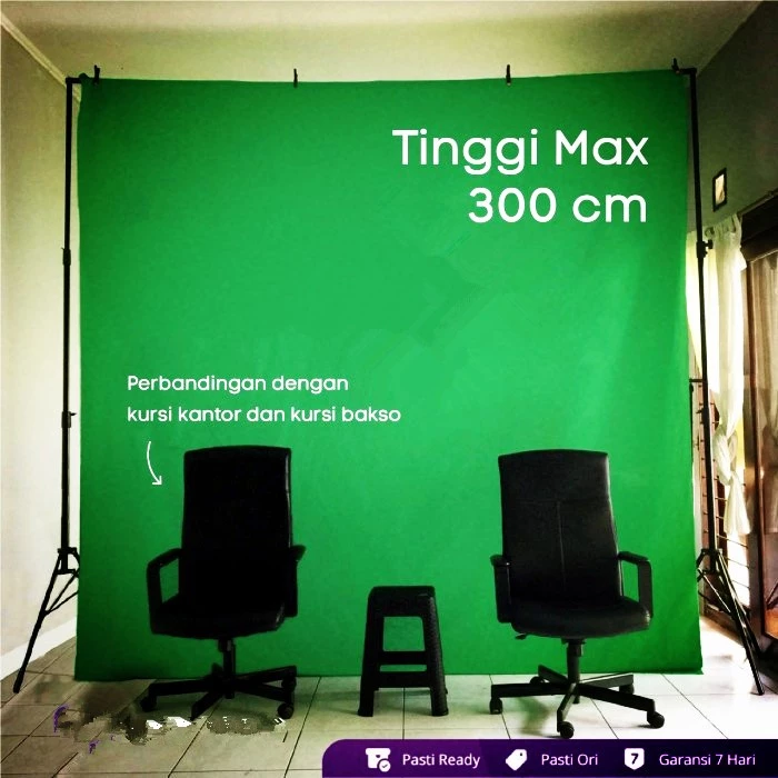 กรีนสกรีน Green screen 200x200cm พร้อมขาตั้ง T stand thumbnail 9