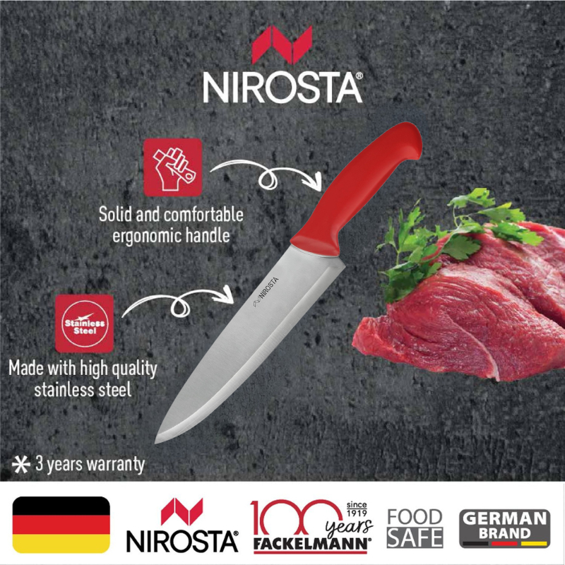 มีดหั่นอเนกประสงค์ 8 นิ้ว NIROSTA FACKELMANN | 8 Inch Stainless Steel Knife | PP Handle Food Grade