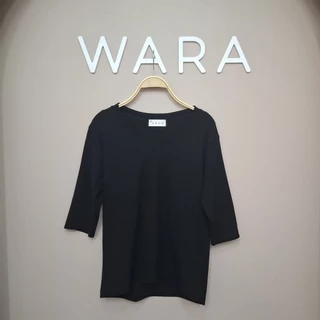 [ U46 ] WARA เสื้อคอวีแขนศอก ผ้านุ่ม ใส่สบาย COTTON SPANDEX ไม่ต้องรีด