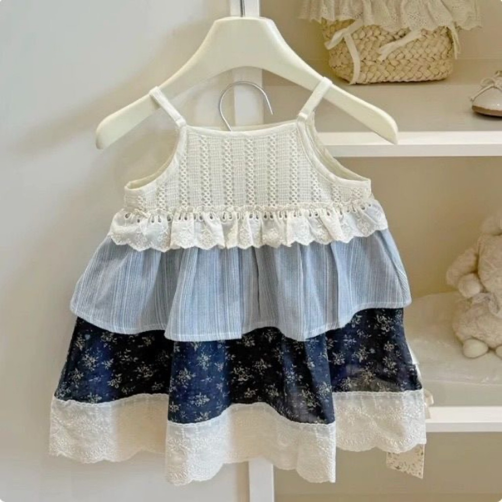 [Namsaii kids]F-009 พร้อมส่ง ชุดเซท1ชิ้น ชุดเด็กผู้หญิง เดรสยาวลายดอกไม้ สไตล์เกาหลี