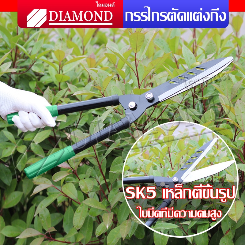 Diamond กรรไกรตัดหญ้า กรรไกรตัดแต่งพุ่มไม้ กรรไกรตัดแต่งกิ่ง คมมาก ตัดง่าย