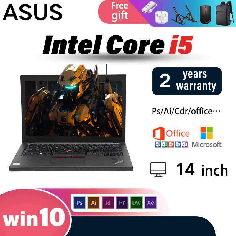 ASUS 14 นิ้ว Core i5 แล็ปท็อปประสิทธิภาพสูงที่ติดตั้งไว้ล่วงหน้าของแท้ Win11 + MS office 8GB RAM + 1
