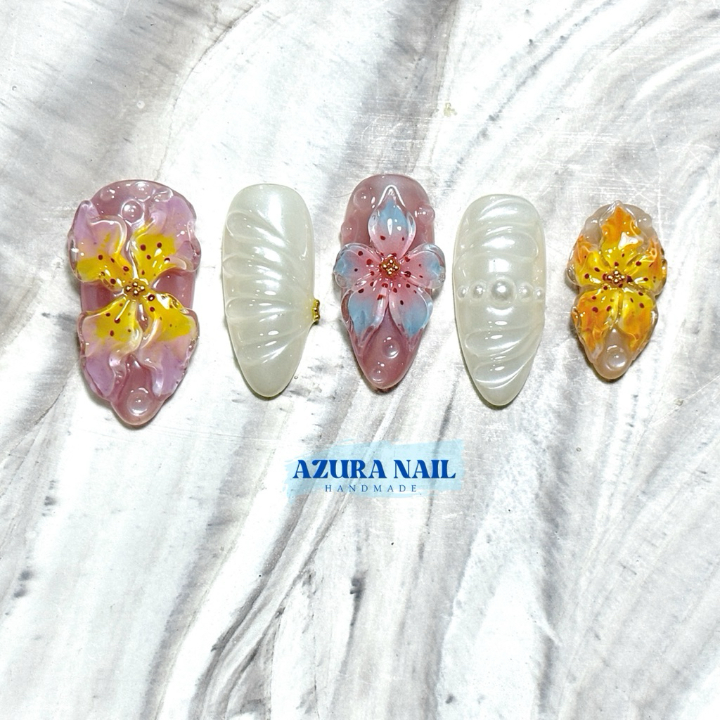 AZ010 (ร้านไทย) เล็บปลอมเจลแท้100% งานHandmade