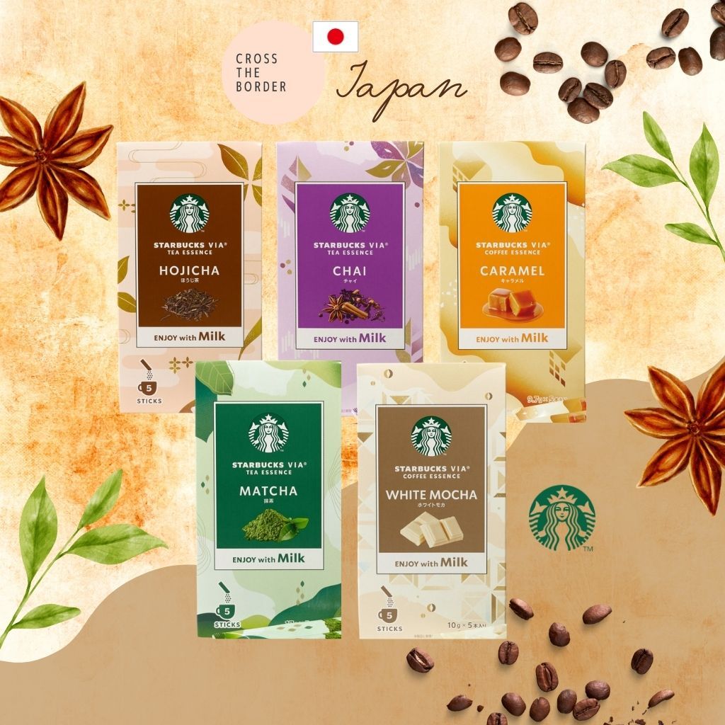 Starbucks Via® Tea Essence Chai Hojicha Matcha Caramel White Mocha 5 รสชาติ 5 ซอง Starbucks Coffee Japan【ตรงจากญี่ปุ่น】