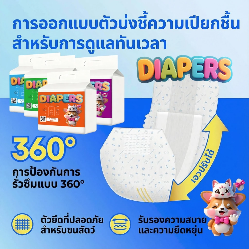 Boqi Factory ผ้าอ้อมสุนัข แบบใช้แล้วทิ้ง ชาย/หญิง thumbnail 6