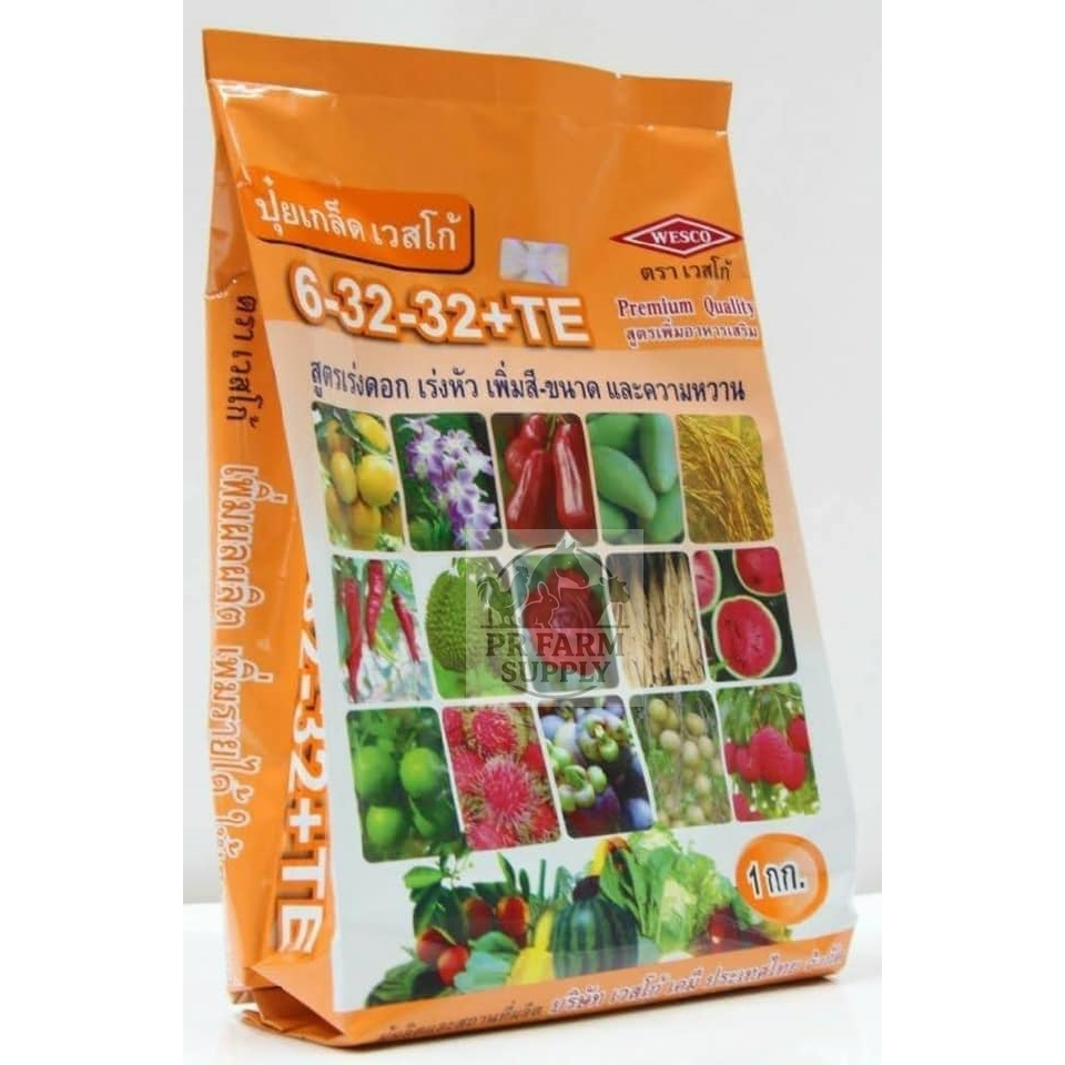 ปุ๋ยเกล็ด เวสโก้ 6-32-32 บรรจุ1กก. สูตรเร่งดอก เร่งหัว เพิ่มสี เพิ่มขนาด