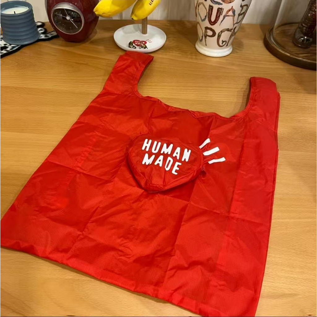 ⭐️องแท้100%⭐️ HUMAN MADE ถุงช้อปปิ้งพับได้ Love Heart พับ Water-Repellent กระเป๋า กระเป๋าโท้ทไนลอน - รูปที่ 5