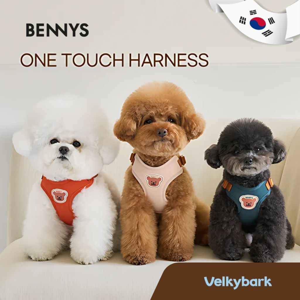 VELKYBARK [พร้อมส่ง] Bennys One Touch Harness 🇰🇷 เซ็ท สายรัดอก  พร้อมสายจูงสุนัข