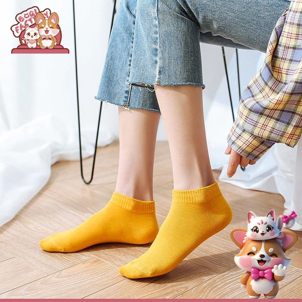 Boqi Factory ถุงเท้าข้อสั้นหมี ลายการ์ตูน สั้น 1แพ็ค 10 คู่ คละสี Sock