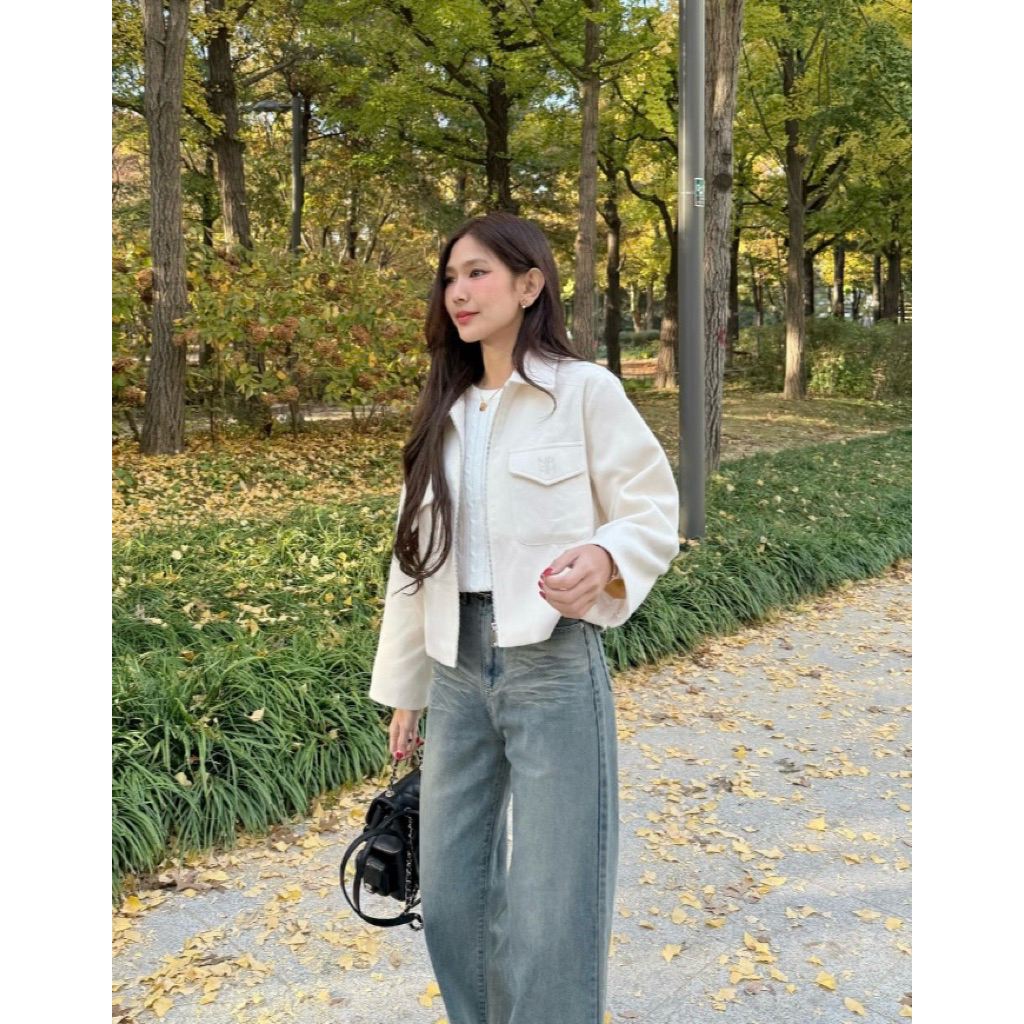 [ส่งต่อ] NICHARIS - กางเกงยีนส์ทรงกระบอกใหญ่ รุ่น Vogue Jeans สี Ash blue ไซส์ XS