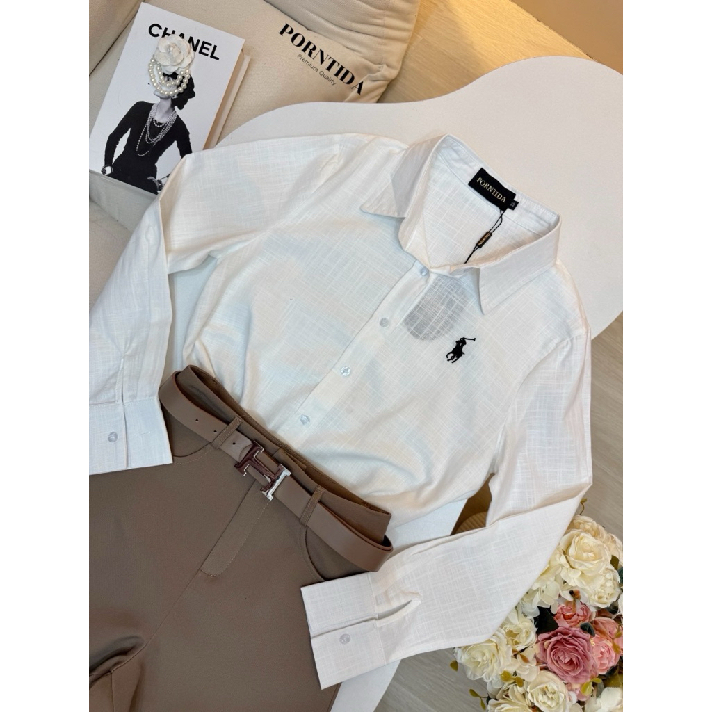 Porntida Set เสื้อเชิ้ต+กางเกงขาสั้น มีเข็มขัด - รูปที่ 5