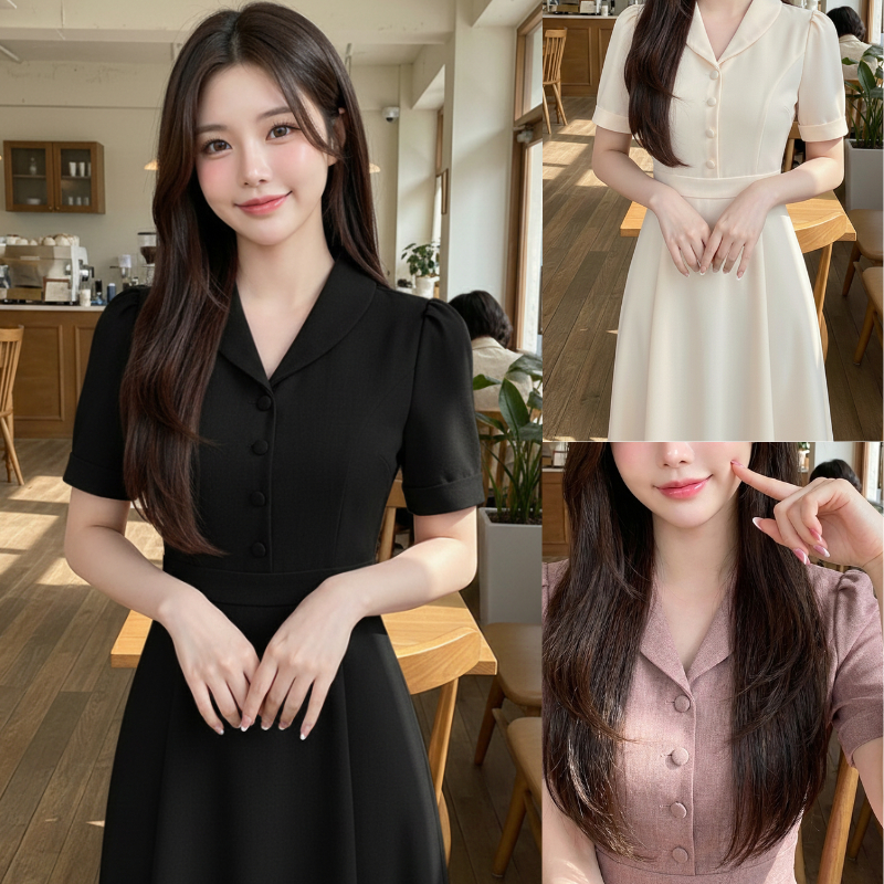 เดรสยาว เดรสสาวอวบ คอปก เดรสเชิ้ต โทนสีเอิร์ธ โทนละมุน สายคาเฟ่ (S-6XL)  สาวอวบ สาวพลัสไซซ์ ชุดออกงาน ❣️